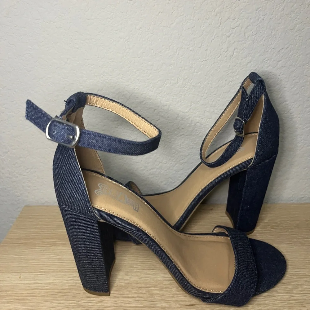 Brash Denim Blue Heels - Picture 2 of 10
